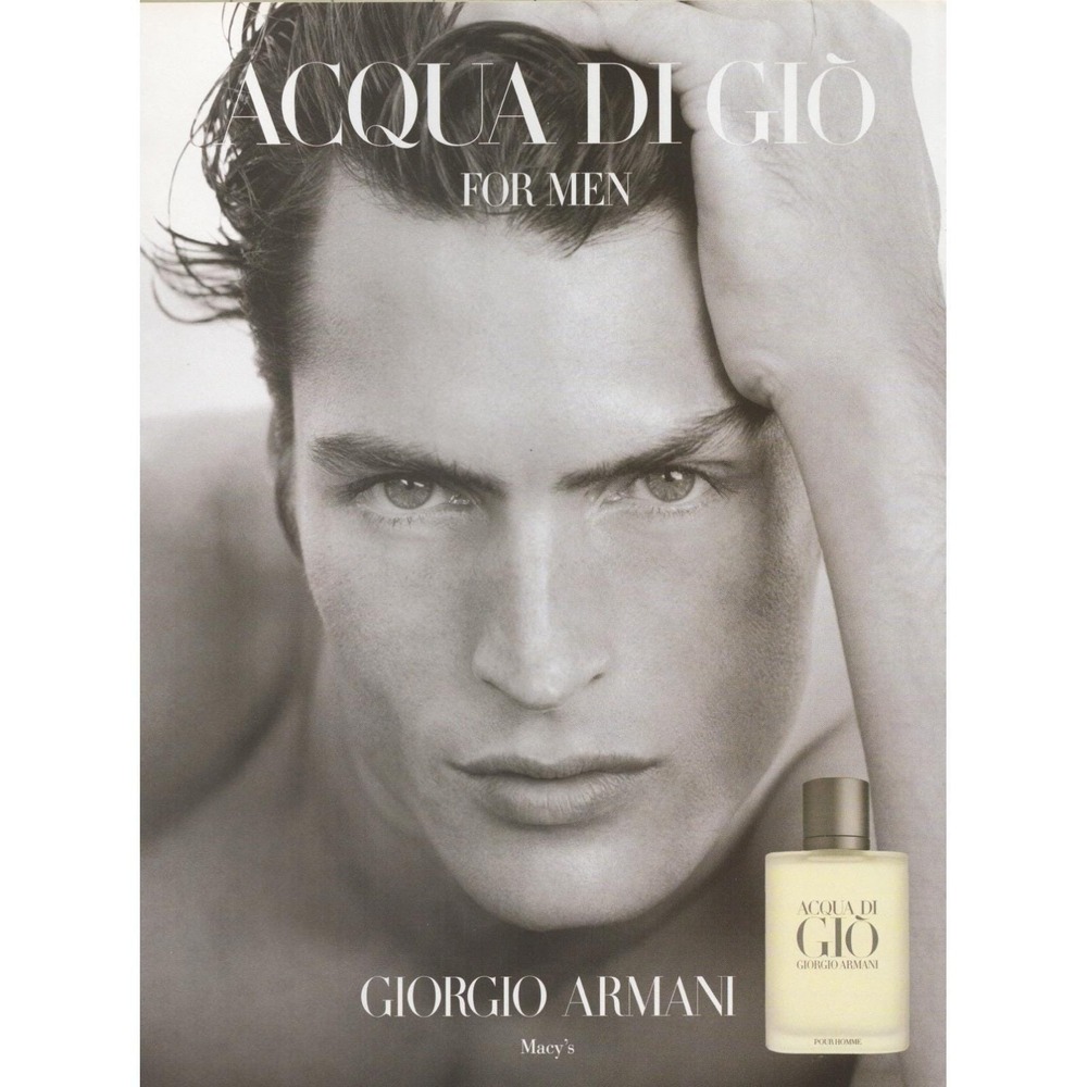 Vintage 1999 Giorgio Armani Acqua Di Giò Print Ad Fragrance Sample 2-Sided Y2K